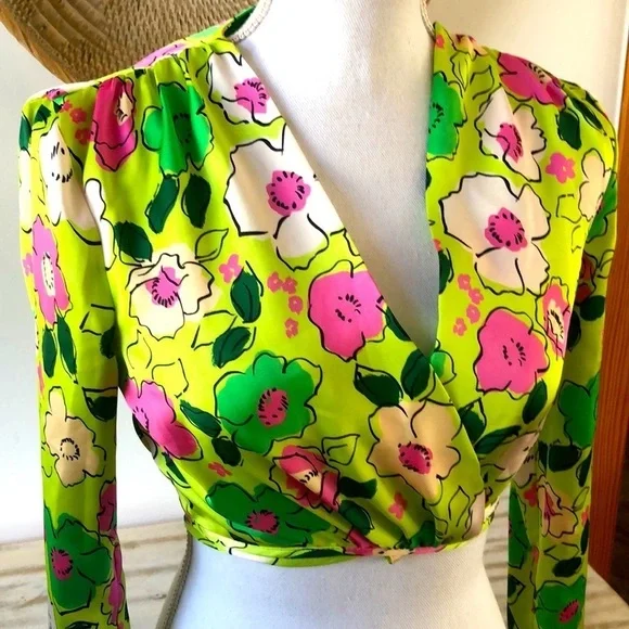 Zara | Floral Cropped Wrap Top, Size S - Picture 3 of 7